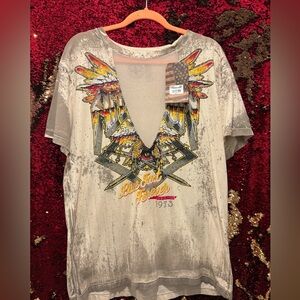 Affliction Gray Graphic Short Sleeve Tee